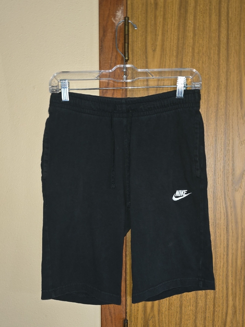 Nike Black Pull-On Athletic Shorts with White Swoosh